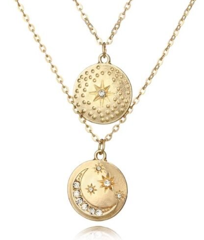 Collier medaille lune etoile