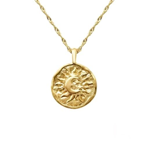 collier medaille lune or