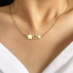 collier etoiles acier dore