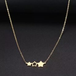 collier etoiles acier inoxydable dore