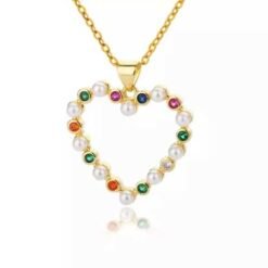 collier pendentif coeur perles