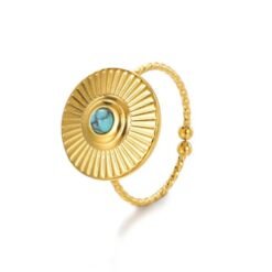 bague medaille pierre turquoise