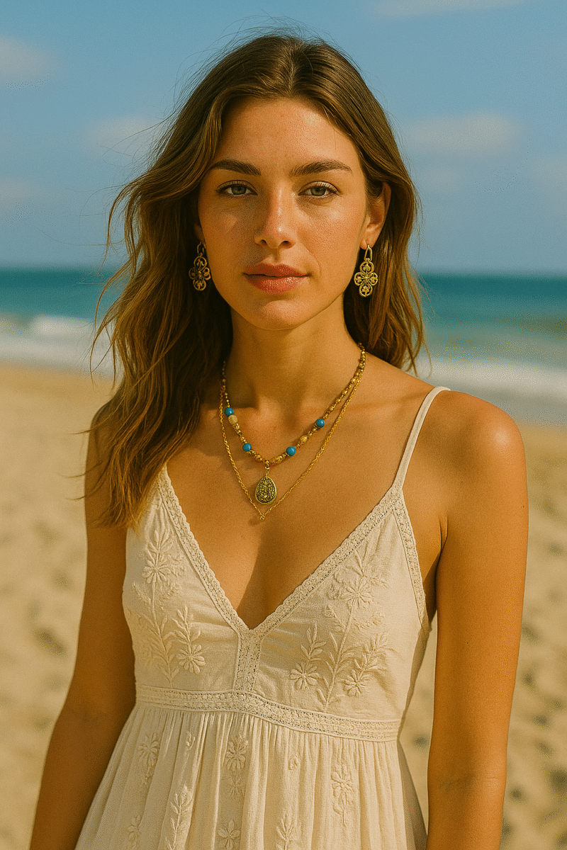 femme avec collier bohème