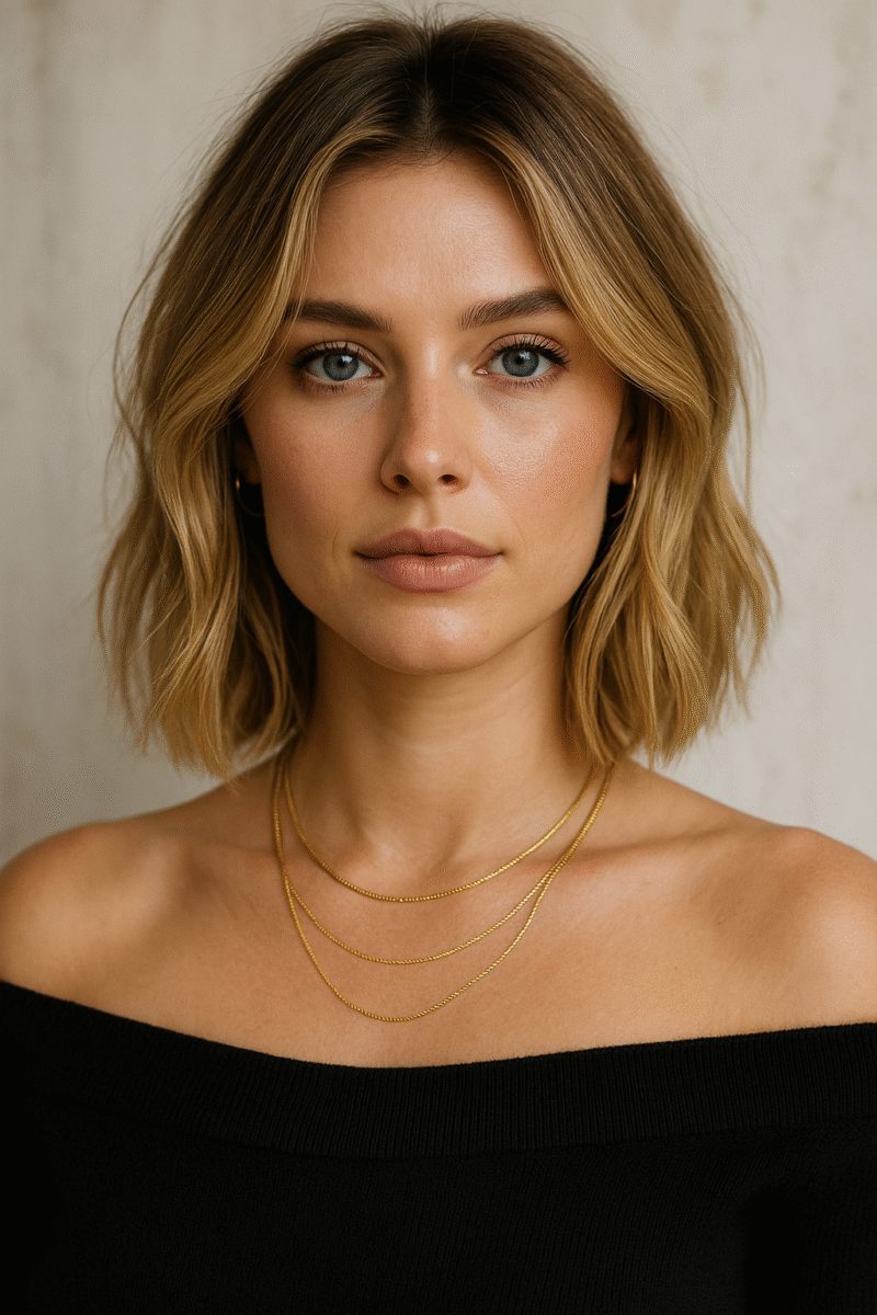 femme avec collier multirangs tendance hiver