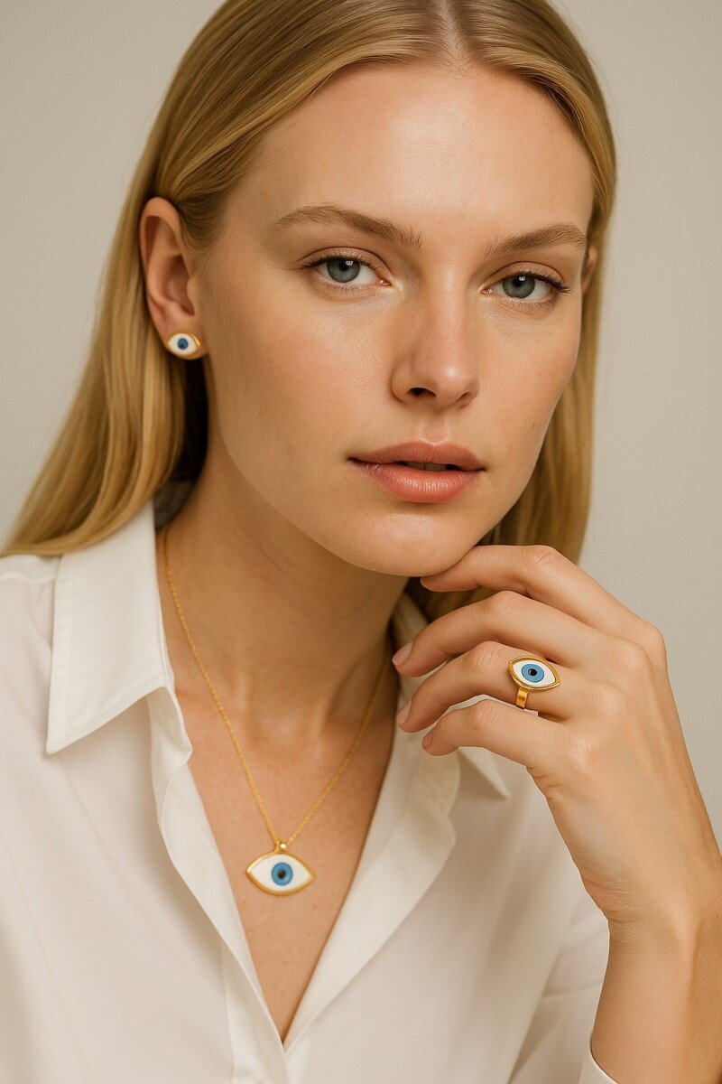 collier et bague mauvais œil pour femme